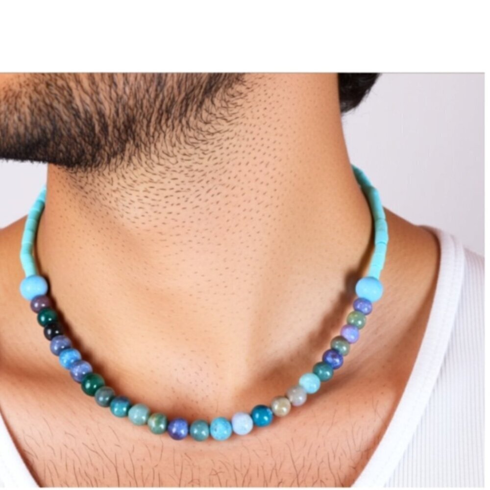 Men's Necklace, Men's Beaded Necklace, 18 Inches Long NWT (MJW005)